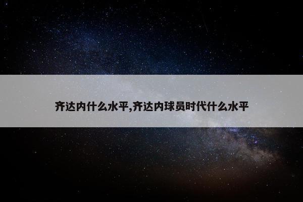 齐达内什么水平,齐达内球员时代什么水平