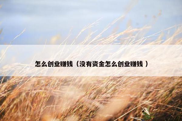 怎么创业赚钱（没有资金怎么创业赚钱 ）