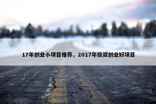 17年创业小项目推荐，2017年投资创业好项目