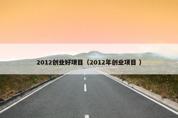 2012创业好项目（2012年创业项目 ）