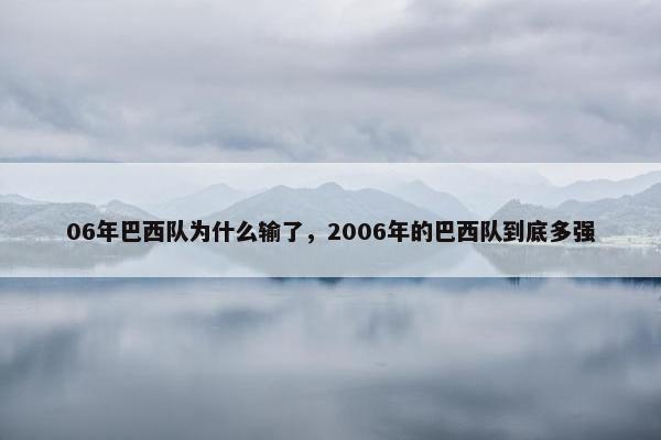 06年巴西队为什么输了，2006年的巴西队到底多强