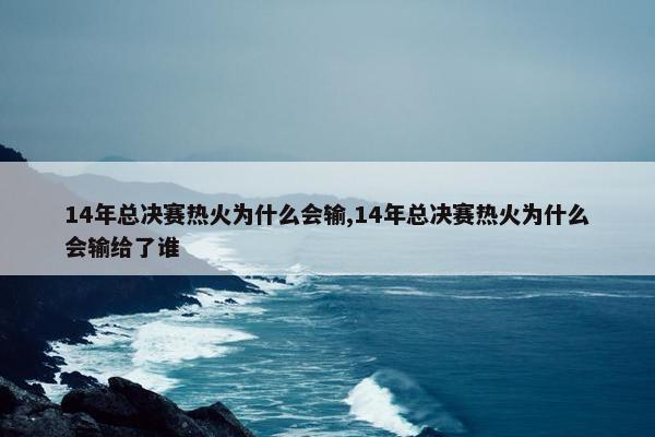 14年总决赛热火为什么会输,14年总决赛热火为什么会输给了谁