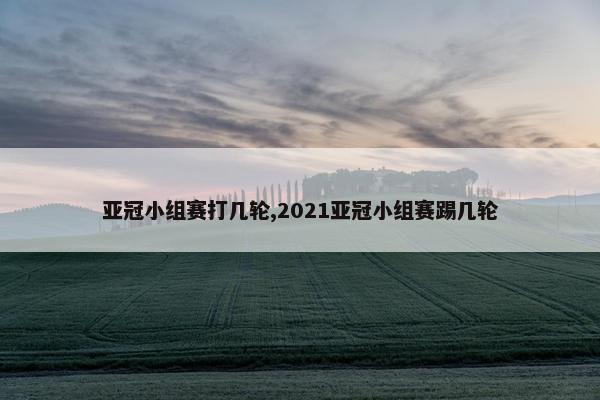 亚冠小组赛打几轮,2021亚冠小组赛踢几轮