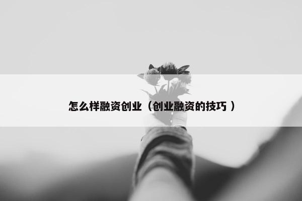 怎么样融资创业（创业融资的技巧 ）