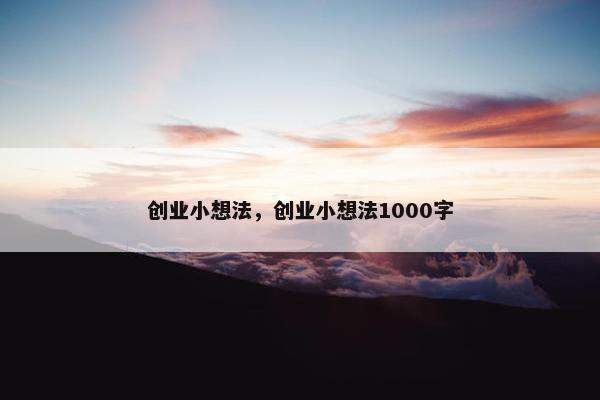 创业小想法，创业小想法1000字