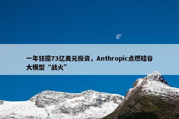 一年狂揽73亿美元投资，Anthropic点燃硅谷大模型“战火”