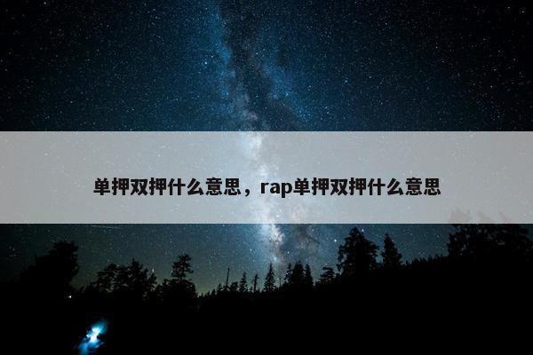 单押双押什么意思，rap单押双押什么意思