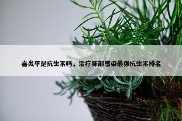 喜炎平是抗生素吗，治疗肺部感染最强抗生素排名