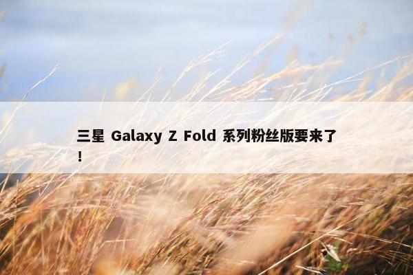 三星 Galaxy Z Fold 系列粉丝版要来了！