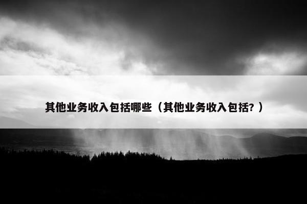 其他业务收入包括哪些（其他业务收入包括? ）