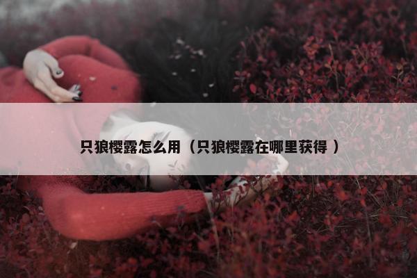 只狼樱露怎么用（只狼樱露在哪里获得 ）