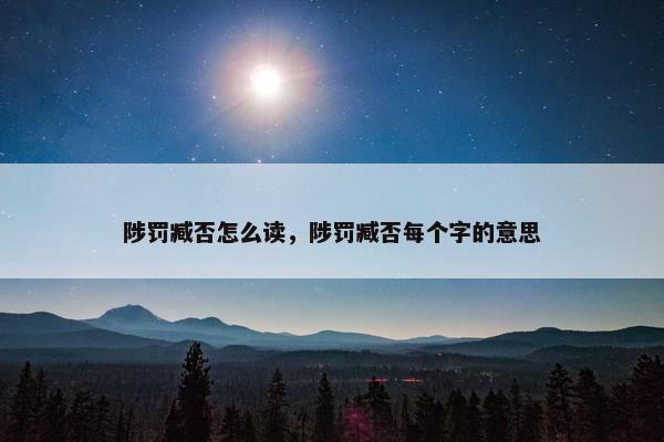 陟罚臧否怎么读，陟罚臧否每个字的意思