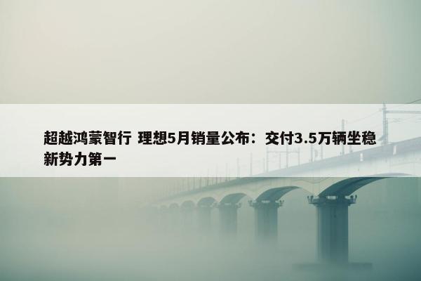 超越鸿蒙智行 理想5月销量公布：交付3.5万辆坐稳新势力第一