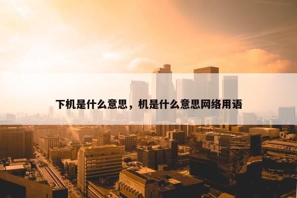 下机是什么意思，机是什么意思网络用语