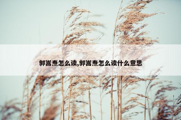 郭嵩焘怎么读,郭嵩焘怎么读什么意思