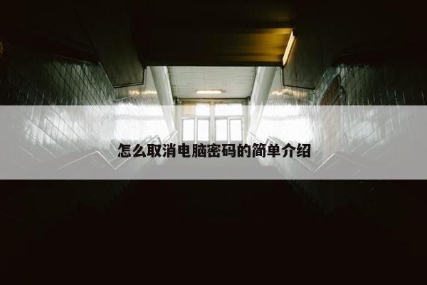 怎么取消电脑密码的简单介绍