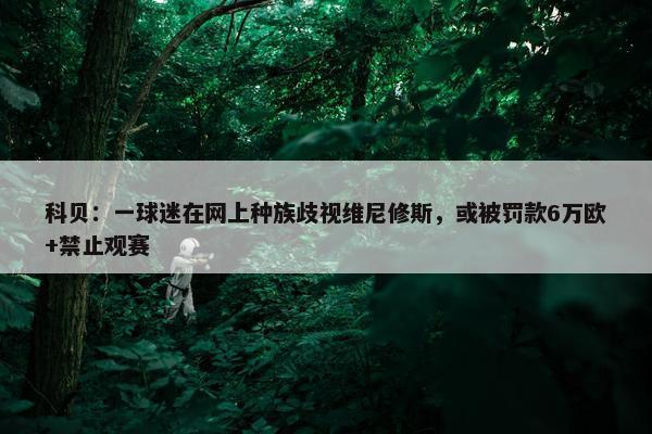 科贝：一球迷在网上种族歧视维尼修斯，或被罚款6万欧+禁止观赛