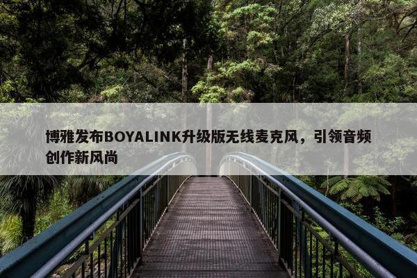 博雅发布BOYALINK升级版无线麦克风，引领音频创作新风尚