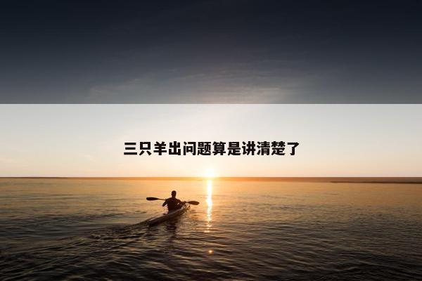 三只羊出问题算是讲清楚了