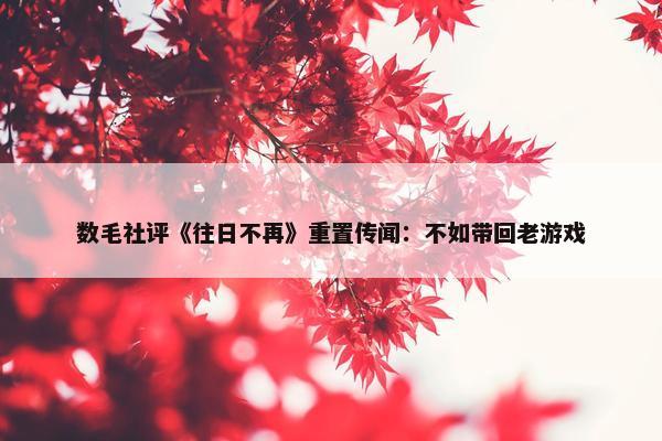 数毛社评《往日不再》重置传闻：不如带回老游戏