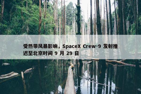 受热带风暴影响，SpaceX Crew-9 发射推迟至北京时间 9 月 29 日