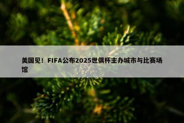 美国见！FIFA公布2025世俱杯主办城市与比赛场馆