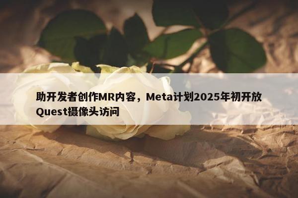 助开发者创作MR内容，Meta计划2025年初开放Quest摄像头访问