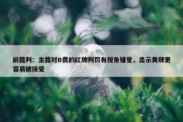 前裁判：主裁对B费的红牌判罚有视角错觉，出示黄牌更容易被接受