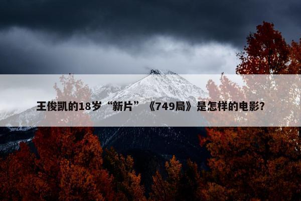 王俊凯的18岁“新片”《749局》是怎样的电影？