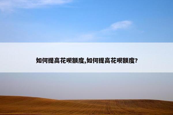 如何提高花呗额度,如何提高花呗额度?