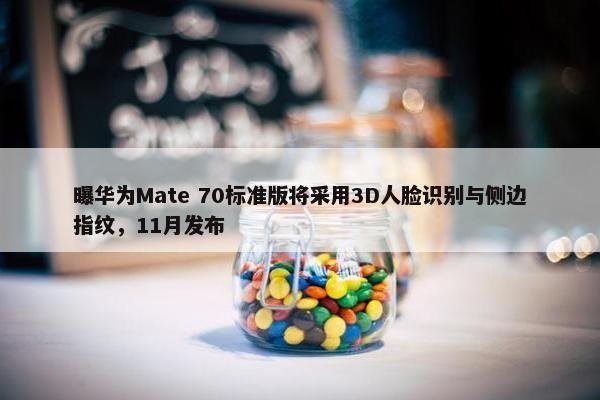 曝华为Mate 70标准版将采用3D人脸识别与侧边指纹，11月发布