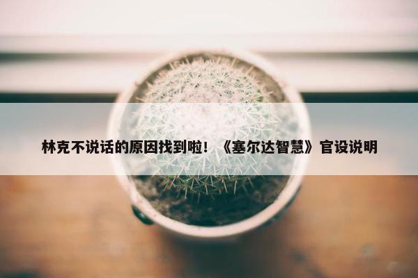 林克不说话的原因找到啦！《塞尔达智慧》官设说明