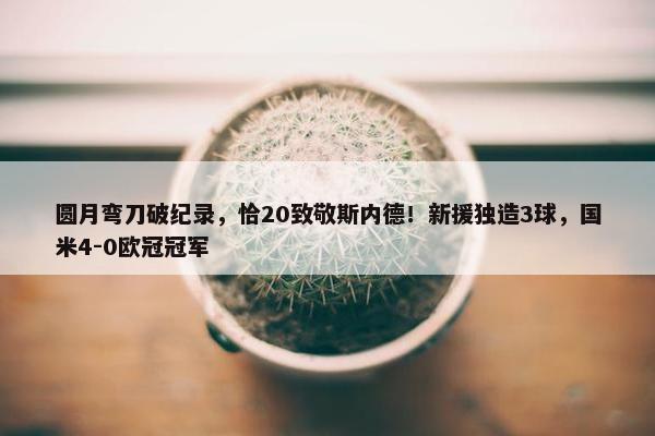 圆月弯刀破纪录，恰20致敬斯内德！新援独造3球，国米4-0欧冠冠军