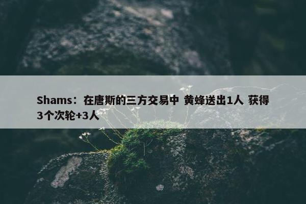 Shams：在唐斯的三方交易中 黄蜂送出1人 获得3个次轮+3人