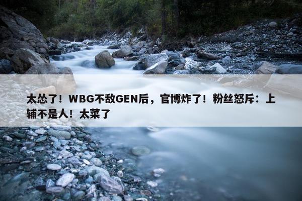 太怂了！WBG不敌GEN后，官博炸了！粉丝怒斥：上辅不是人！太菜了