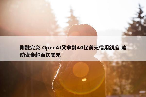 刚融完资 OpenAI又拿到40亿美元信用额度 流动资金超百亿美元