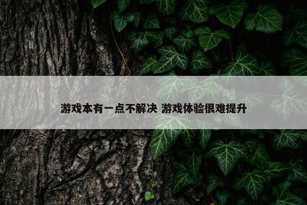 游戏本有一点不解决 游戏体验很难提升