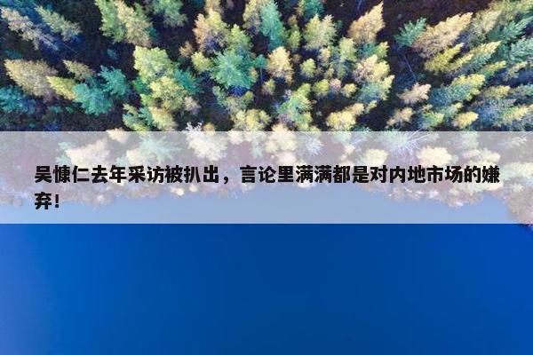 吴慷仁去年采访被扒出，言论里满满都是对内地市场的嫌弃！