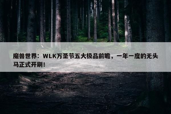 魔兽世界：WLK万圣节五大极品前瞻，一年一度的无头马正式开刷！