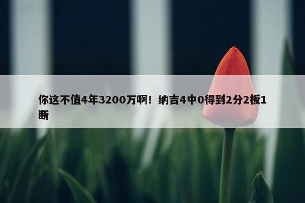 你这不值4年3200万啊！纳吉4中0得到2分2板1断