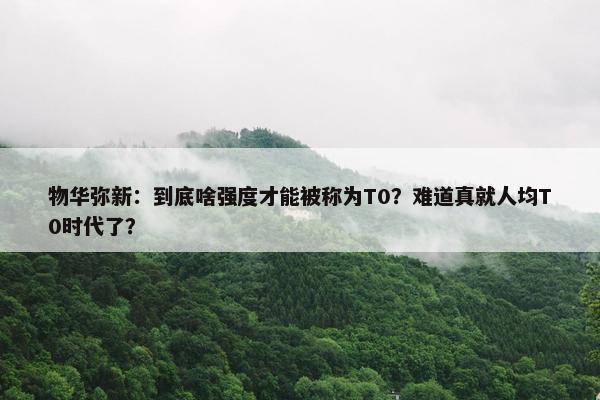 物华弥新：到底啥强度才能被称为T0？难道真就人均T0时代了？