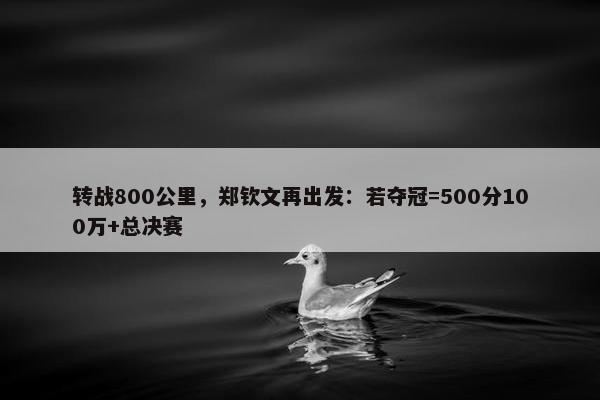 转战800公里，郑钦文再出发：若夺冠=500分100万+总决赛