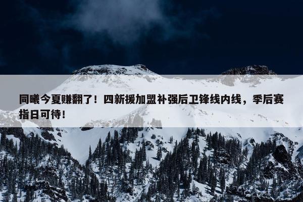 同曦今夏赚翻了！四新援加盟补强后卫锋线内线，季后赛指日可待！