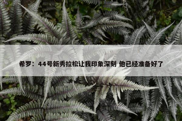 希罗：44号新秀拉松让我印象深刻 他已经准备好了