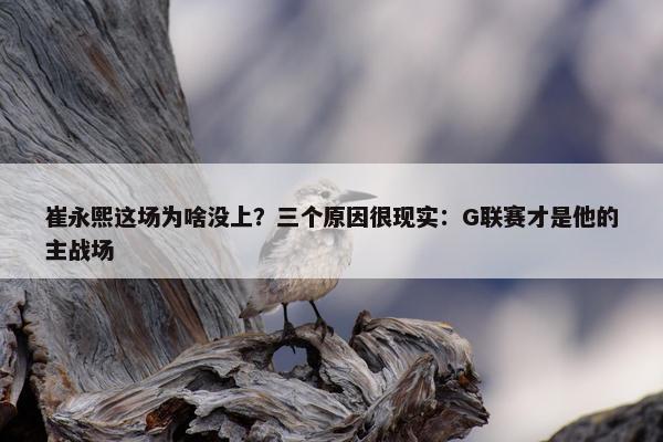 崔永熙这场为啥没上？三个原因很现实：G联赛才是他的主战场