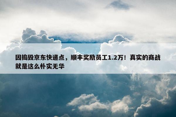 因捣毁京东快递点，顺丰奖励员工1.2万！真实的商战就是这么朴实无华