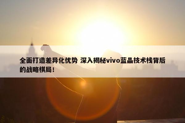 全面打造差异化优势 深入揭秘vivo蓝晶技术栈背后的战略棋局！