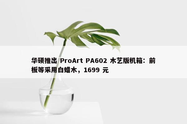 华硕推出 ProArt PA602 木艺版机箱：前板等采用白蜡木，1699 元