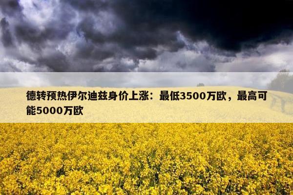 德转预热伊尔迪兹身价上涨：最低3500万欧，最高可能5000万欧