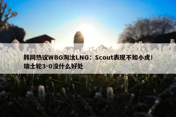 韩网热议WBG淘汰LNG：Scout表现不如小虎！瑞士轮3-0没什么好处